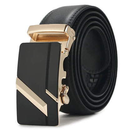 Genuine Leather Automatic Buckle Belt for Men
