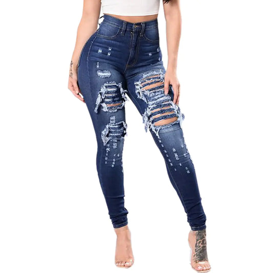 Women's Ripped Skinny Jeans - Stylish Denim Pants
