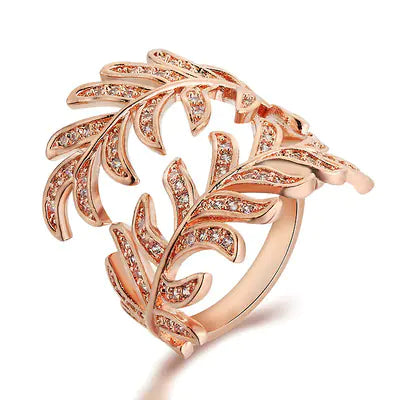 Luxury Hollow Mimosa Ring - Trendy Leaf Open Ring