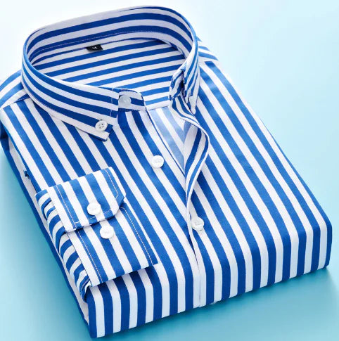 Men's Long Sleeve Striped Dress Shirt (Business Attire)