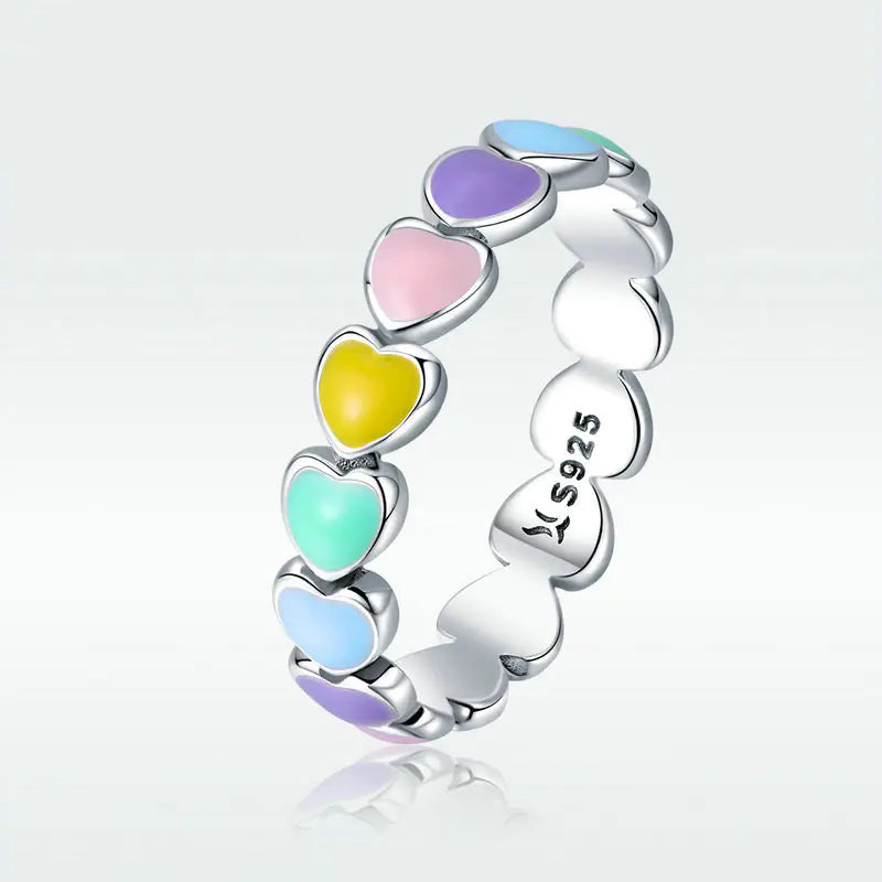 Rainbow Heart Ring and Earring Accessory Set