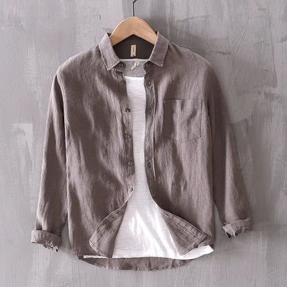 Men's Casual Loose Linen Long Sleeve Shirt
