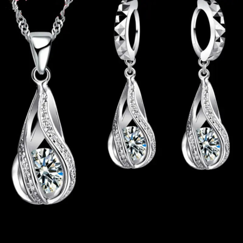 Stylish Zircon Crystal Earring Pendant Jewelry Set