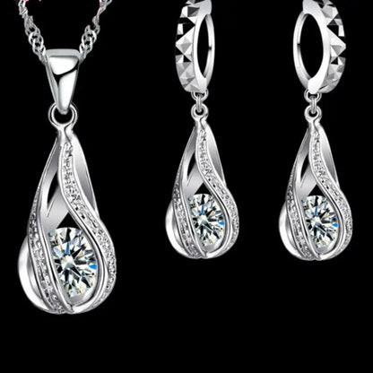 Stylish Zircon Crystal Earring Pendant Jewelry Set
