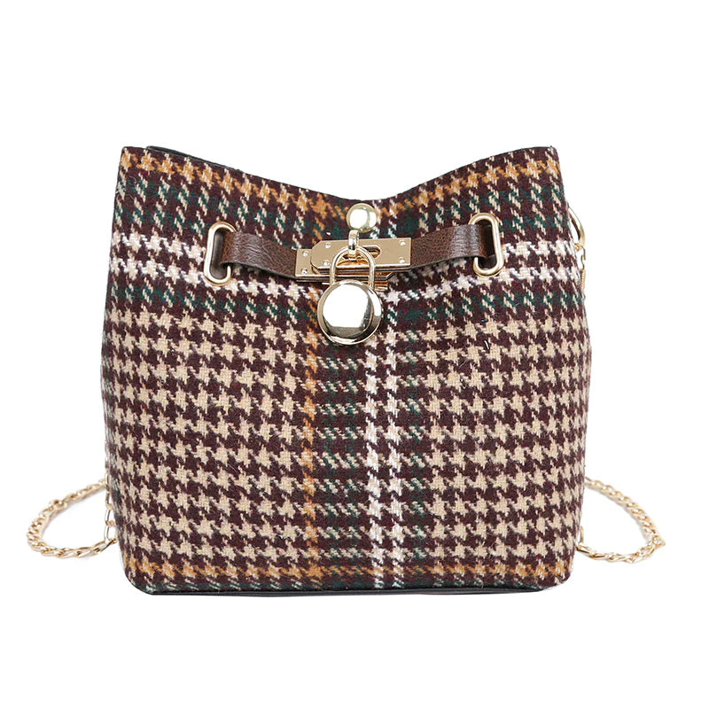 Women's Crossbody Bucket Bag - Versatile Wool Design