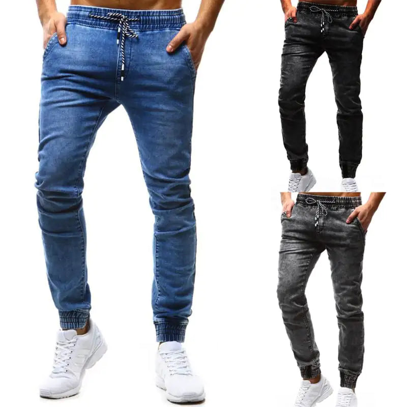 Tethered Elastic Slim Stretch Jeans for Men