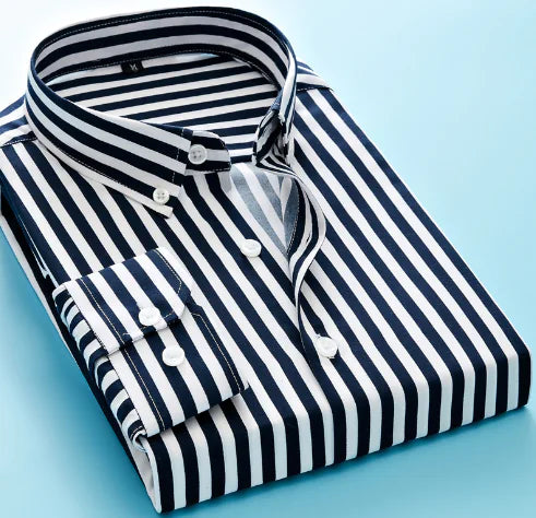 Men's Long Sleeve Striped Dress Shirt (Business Attire)