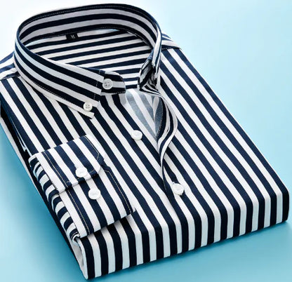 Men's Long Sleeve Striped Dress Shirt (Business Attire)