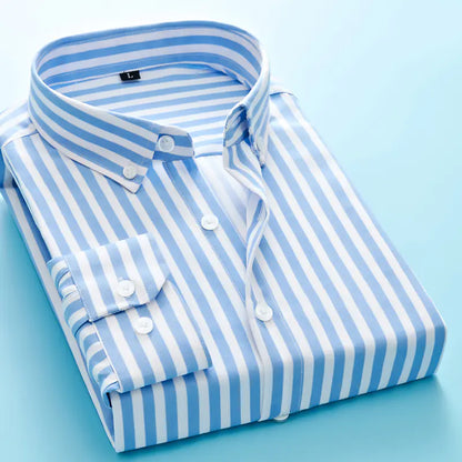 Men's Long Sleeve Striped Dress Shirt (Business Attire)