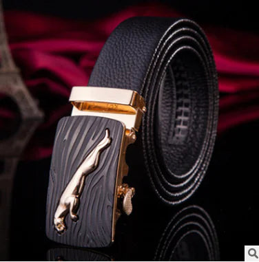 Automatic Buckle Leather Belt for Business Pants