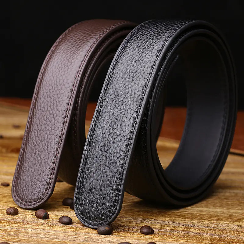 Men's Smooth Automatic Buckle Genuine Leather Belt