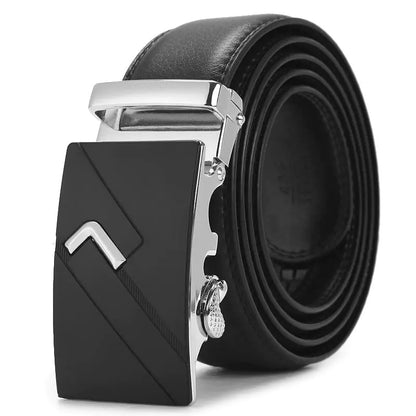 Genuine Leather Automatic Buckle Belt for Men