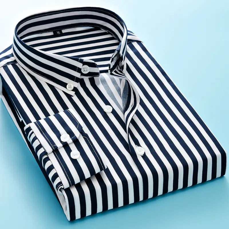 Men's Long Sleeve Striped Dress Shirt (Business Attire)