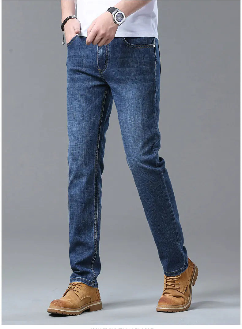 Straight Slim-Fit Stretch Jeans for Men