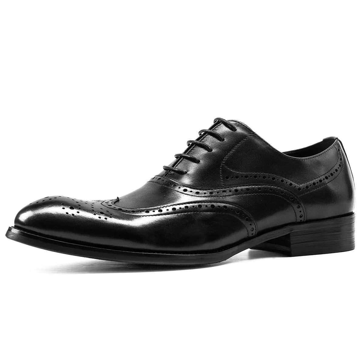 Cowhide Men's Lace-Up Brogue Formal Business Shoes