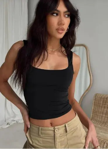 Square Collar Top Vest