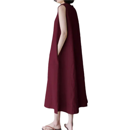 2024 Summer Plus Size Loose Cotton Linen Dress