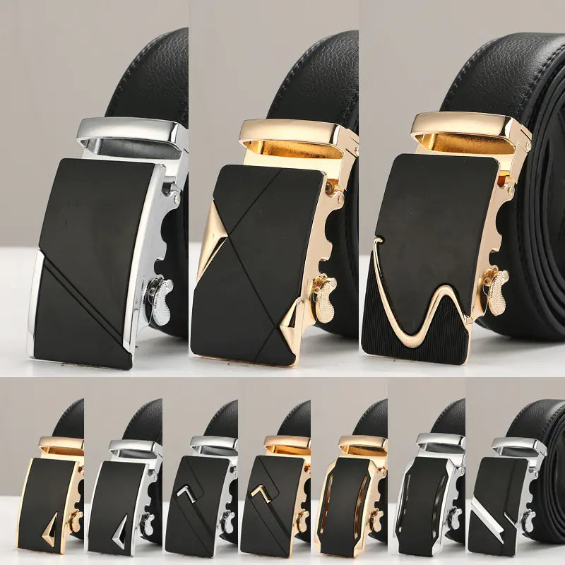 Genuine Leather Men's Belt with Automatic Buckle