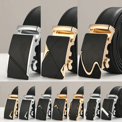Genuine Leather Men's Belt with Automatic Buckle