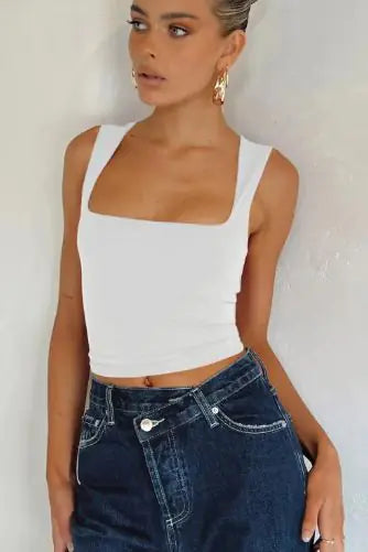 Square Collar Top Vest