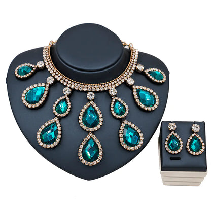 Colorful Exaggerated Bridal Necklace and Earring Set