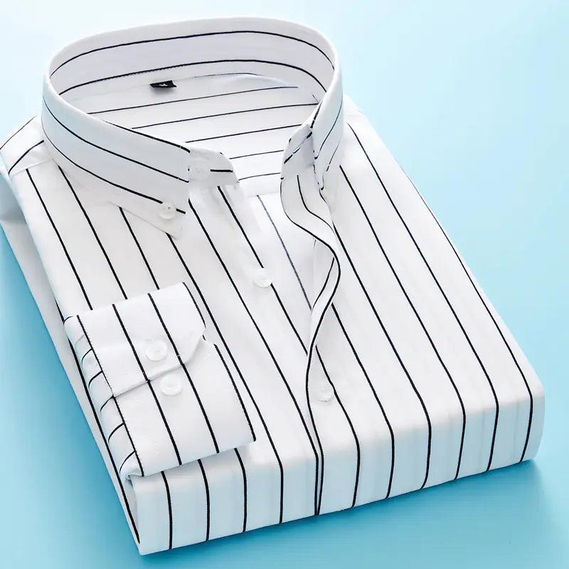 Men's Long Sleeve Striped Dress Shirt (Business Attire)