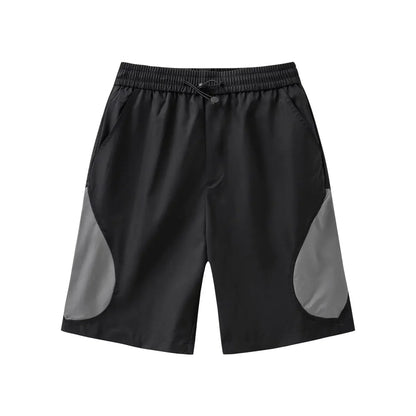 Mechanical Style Color-Blocked Elastic Cargo Pants