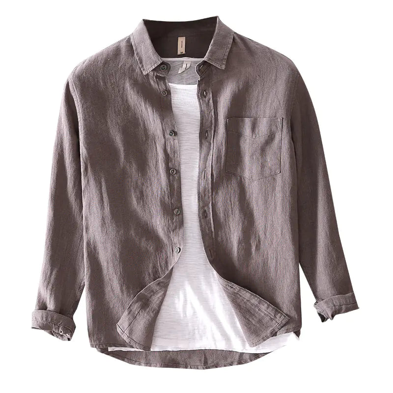 Men's Casual Loose Linen Long Sleeve Shirt