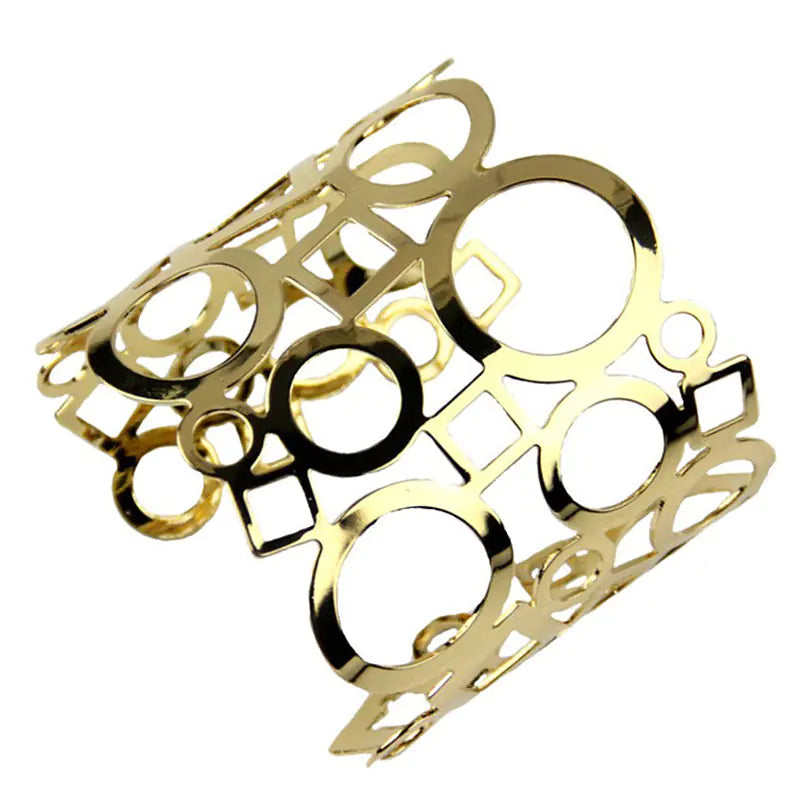 Exaggerated Hollow Bangle with Geometric Patterns