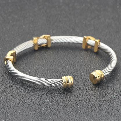 Adjustable Wire Bangle with Twisted Design Bracelet