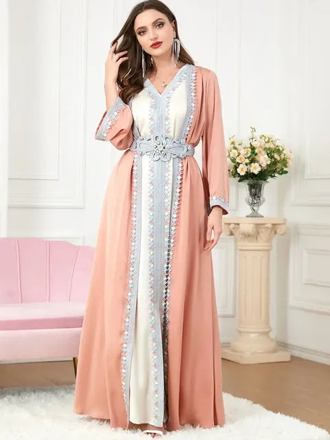 Abaya Dress 2 Piece Set with Embroidery