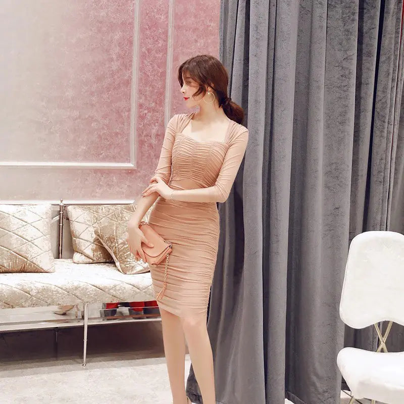 Nightclub Dress, Ruffled Dress, Half Sleeve Dress