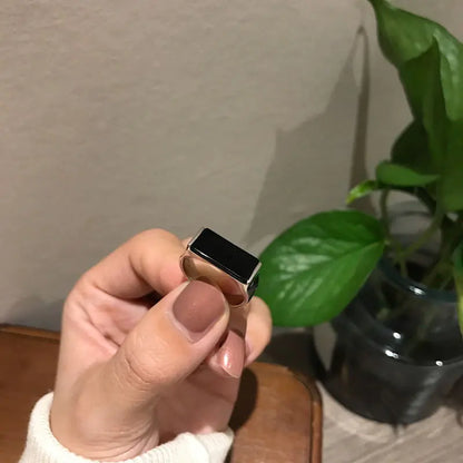 Black Onyx Ring, White Turquoise Ring, Unique Design