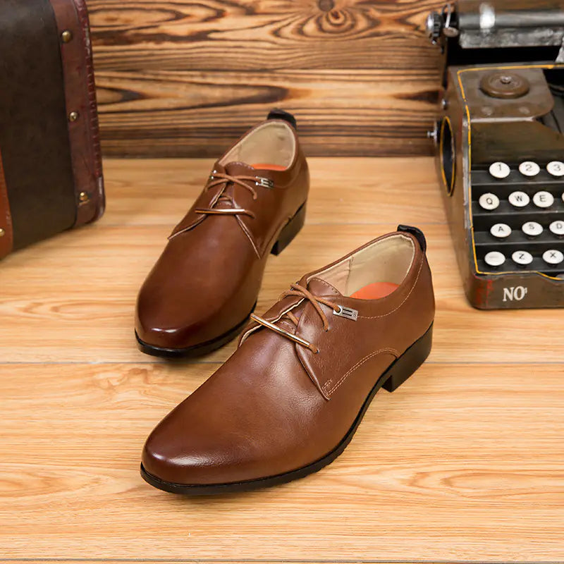 Men's British Leather Lace-Up Formal Casual Shoes