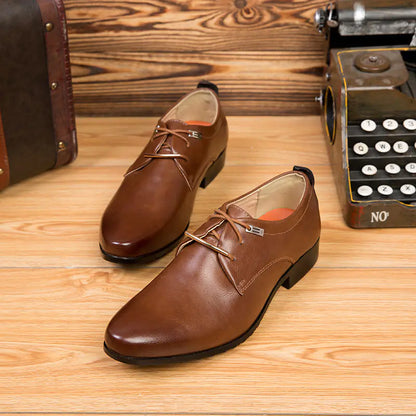 Men's British Leather Lace-Up Formal Casual Shoes