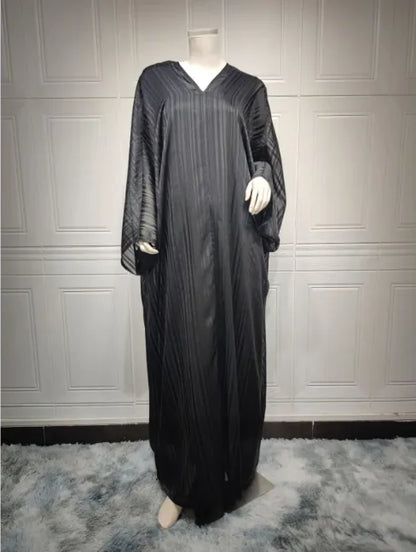Shiny Black Abaya & Robe Set for Women