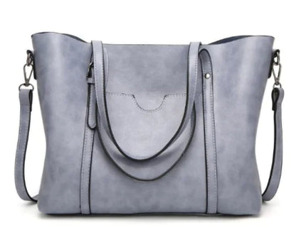 Vintage Waxed Leather Shoulder Tote Bag for Women