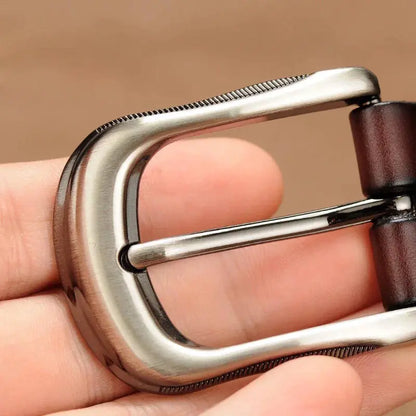 Vintage Genuine Leather Belt with Pin Buckle