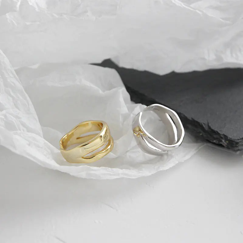 Double Layer Open Female Ring, S925 Silver Ring