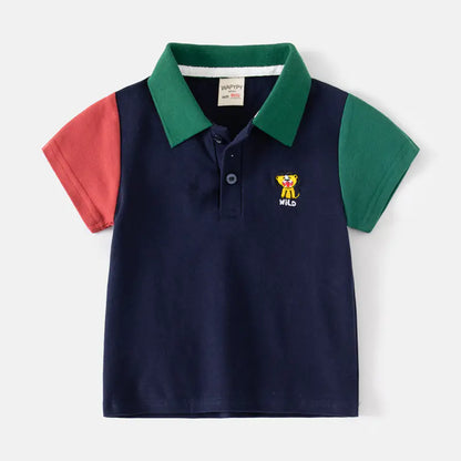 Boys' Short Sleeve Polo T-Shirt - Color Block Casual Wear