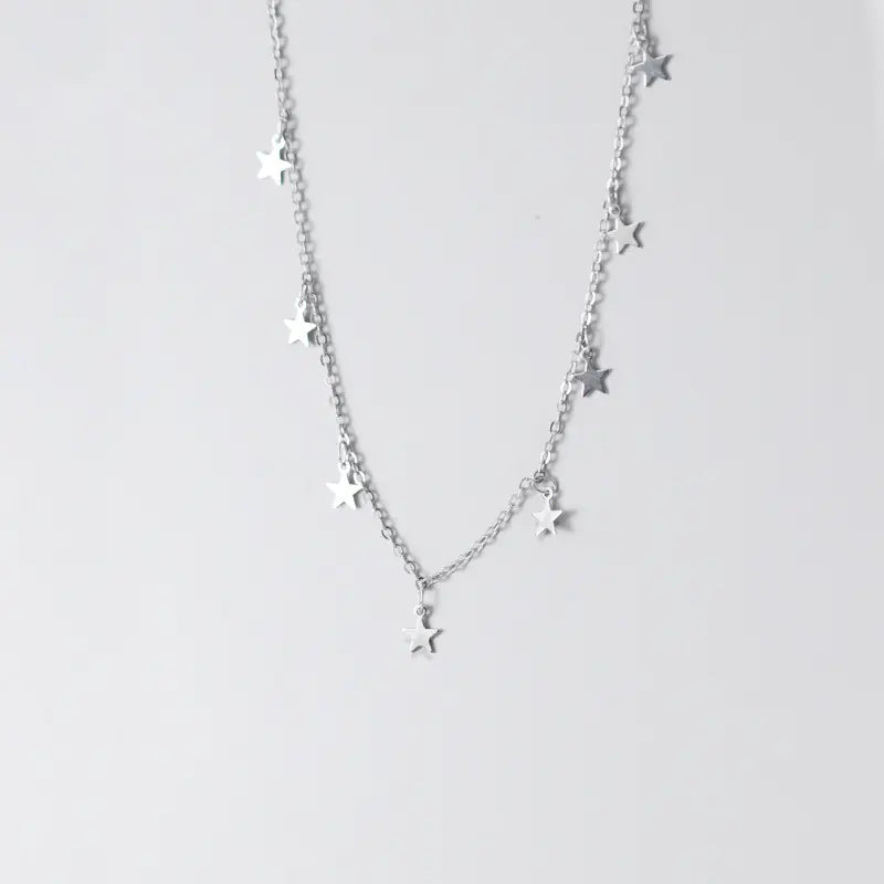 S925 Silver Star Necklace for Women - Trendy Design