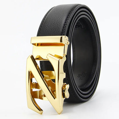 Genuine Leather Automatic Buckle Belt for Men