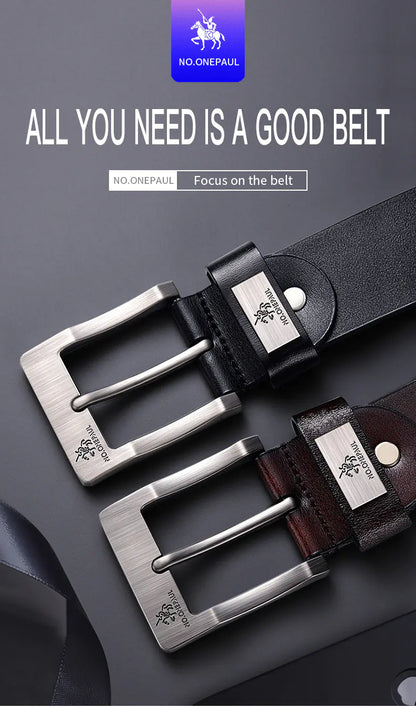 Men's Vintage Business Double-Layer Leather Belt
