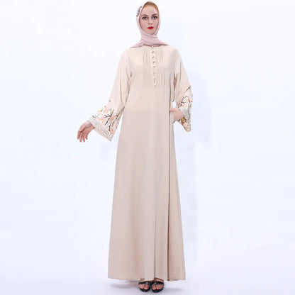 Vintage A-Line Abaya Dress with Bell Sleeves