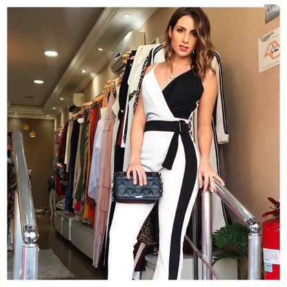 New Women's European American Jumpsuit with Belt