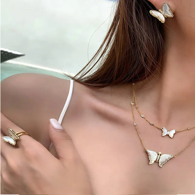 Luxury Vintage Butterfly Necklace & Earring Set