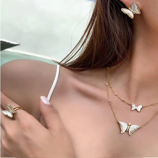 Luxury Vintage Butterfly Necklace & Earring Set