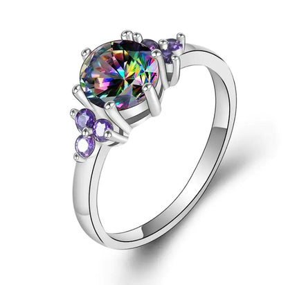 Colorful Zircon Ring, Diamond Engagement Ring
