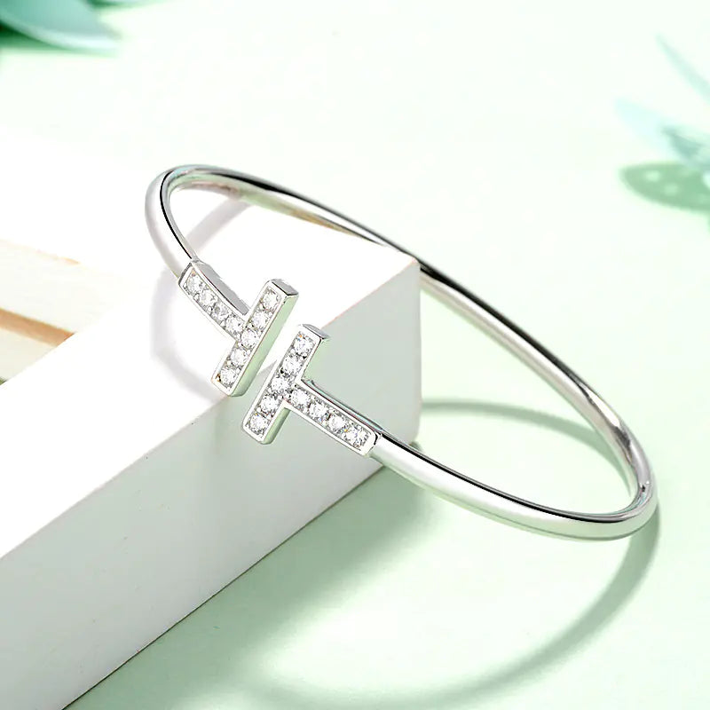 SHINETUNG S925 Fashion Bracelet & Double T Bangle