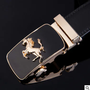 Automatic Buckle Leather Belt for Business Pants
